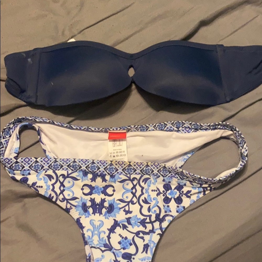 bathing suit bottoms are a small. top is a B